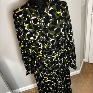 Eloquii Green and Black Midi Dress